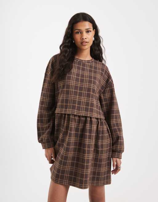 Miss Selfridge - Geruite gelaagde aangerimpelde jurk met korte mouwen, 2 van 4