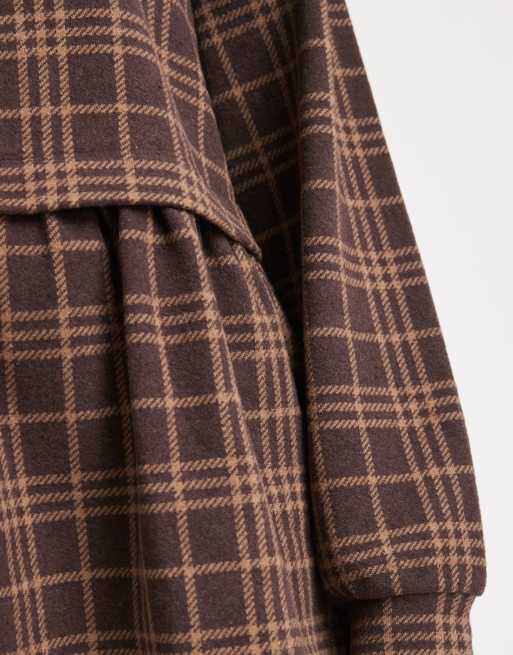 Miss Selfridge - Geruite gelaagde aangerimpelde jurk met korte mouwen, 3 van 4