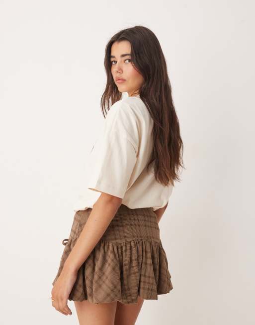 Miss Selfridge - Geruite jersey skort met bolle zoom, 4 van 5