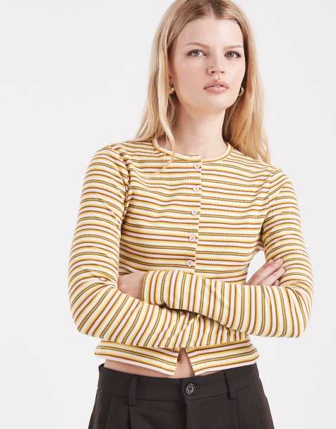 Miss Selfridge – Gestreiftes Polo-Oberteil mit Knopfleiste - view 1