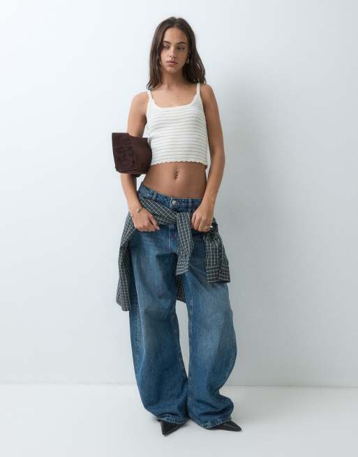 Miss Selfridge gestreiftes Strick-Camisole-Top als Kombiteil, 2 von 5