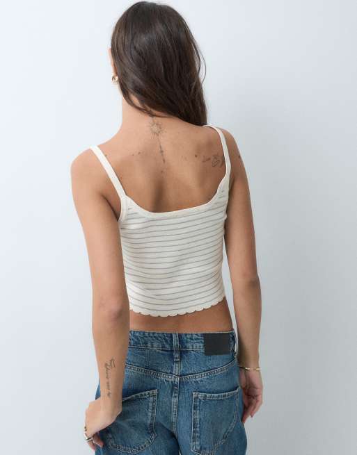 Miss Selfridge gestreiftes Strick-Camisole-Top als Kombiteil, 4 von 5