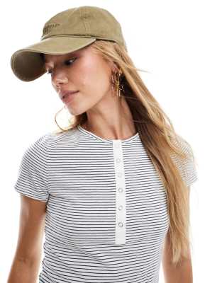 Thumbnail - Miss Selfridge - Gestreiftes T-Shirt in Marineblau und Weiß mit Druckknopfleiste-Rot
