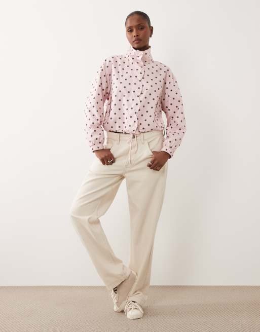 Miss Selfridge - Giacca a vento rosa a pois con dettagli smerlati, 2 di 4