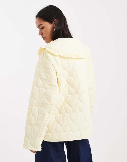 Miss Selfridge - Giacca foderata trapuntata color latticello con colletto, 4 di 4