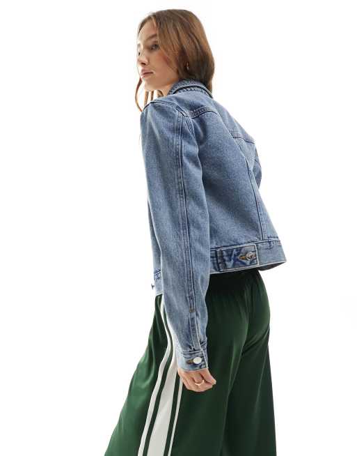 Miss Selfridge - Giacca girlfriend in denim lavaggio blu medio, 4 di 4