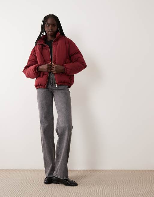 Miss Selfridge giacca imbottita con collo da annodare bordeaux, 2 di 4