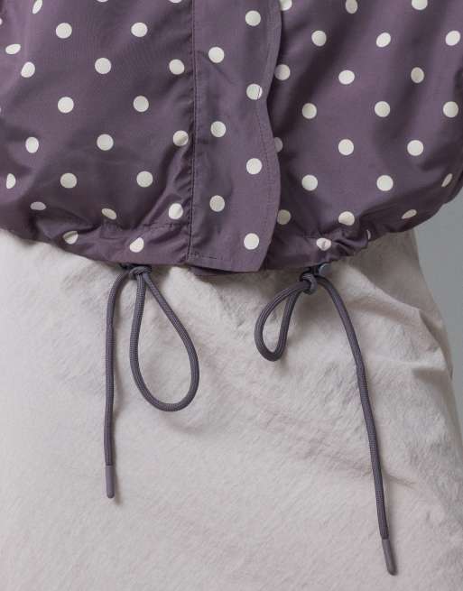 Miss Selfridge giacca impermeabile con bordo smerlato a pois color cioccolato, 5 di 5