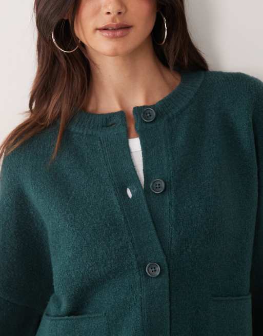 Miss Selfridge gilet à col rond avec poche en vert foncé, 2 de 4
