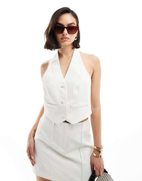 Miss Selfridge - Gilet aderente avorio in coordinato - view 1