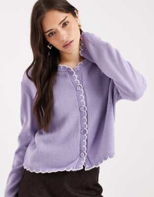 Miss Selfridge - Gilet avec bords en point de feston - Lilas-Violet