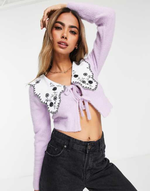 Miss Selfridge - Gilet à rayures avec points de feston - Babeurre