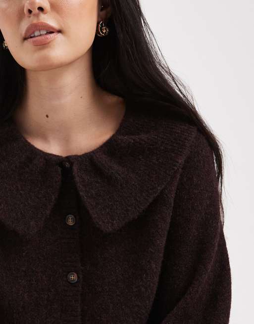 Miss Selfridge - Gilet avec ourlet à basque et col volanté - Prune, 3 de 4