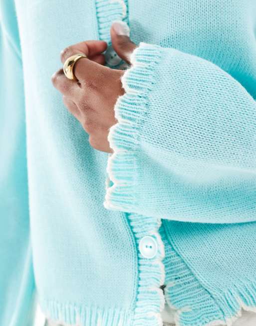 Miss Selfridge - Gilet avec points de feston - Bleu, 3 de 4