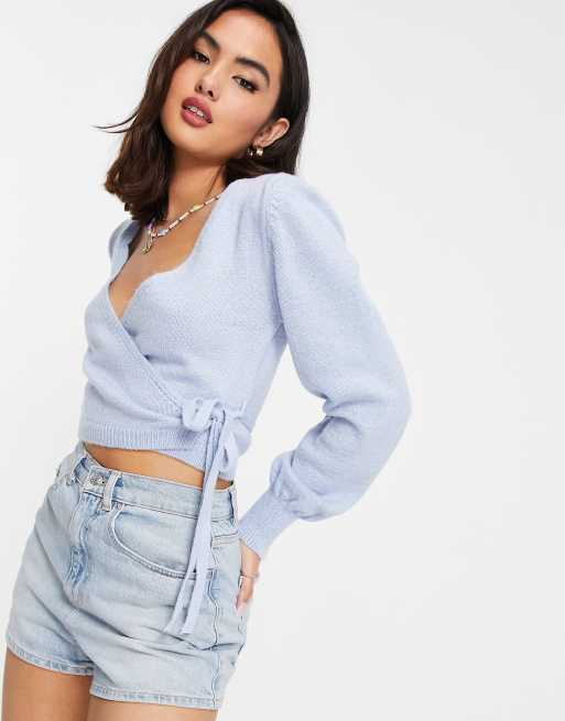 Miss Selfridge - Gilet cache-cœur - Bleu pâle