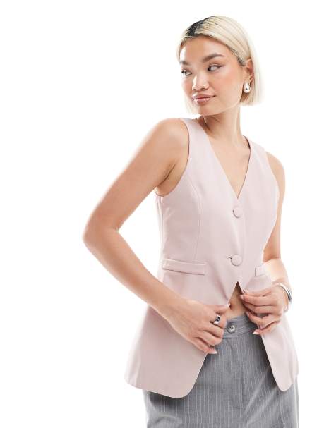 Miss Selfridge - Gilet de tailleur long - Rose clair - view 1