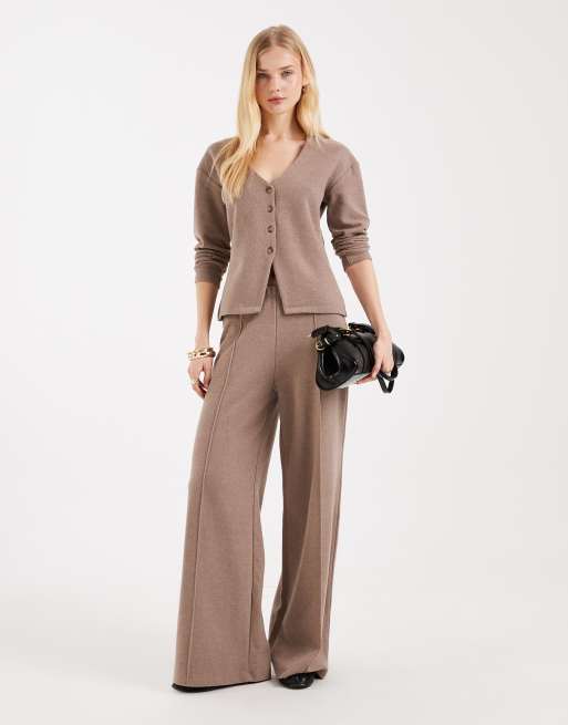 Miss Selfridge - Gilet d'ensemble boutonné à col V - Marron, 4 de 4