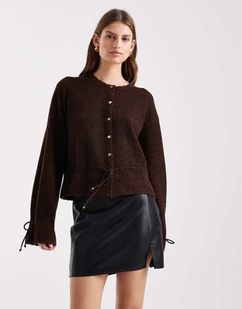 Miss Selfridge - Gilet douillet à basques - Chocolat - view 1