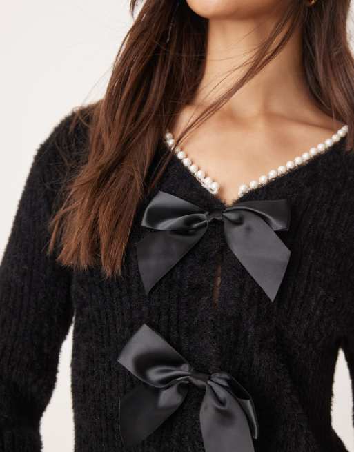Veste Gilet Dentelle Noire Avec Perles - Marque Relish Taille S - Occasion Très Bon état - Style Cocktail
