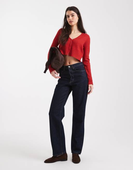 Miss Selfridge - Gilet duveteux court - Rouge, 3 de 4