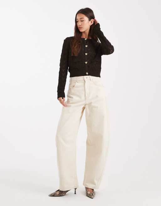 Miss Selfridge - Gilet en maille ajourée à détail boutonné - Marron, 2 de 4