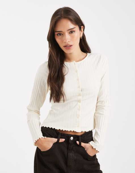 Miss Selfridge - Gilet en maille côtelée - Crème - view 1