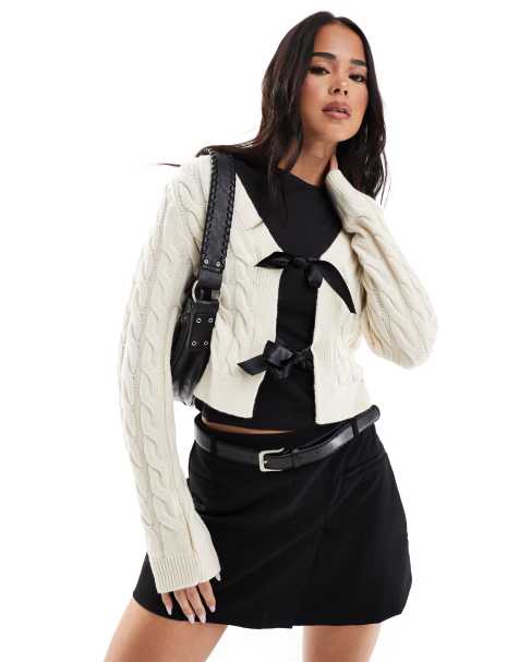 Miss Selfridge - Gilet en maille torsadée avec nœuds contrastants - view 1
