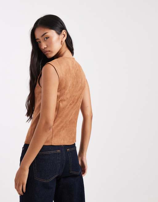 Miss Selfridge - Gilet in camoscio sintetico, 4 di 4