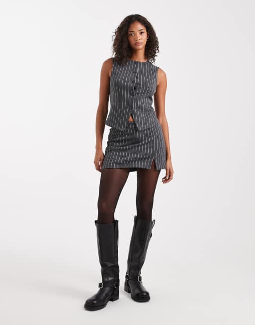 Miss Selfridge - Gilet in jersey gessato in coordinato, 3 di 4