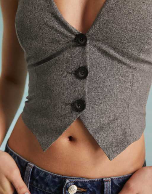 Miss Selfridge - Gilet met halternek in grijs, 2 van 4