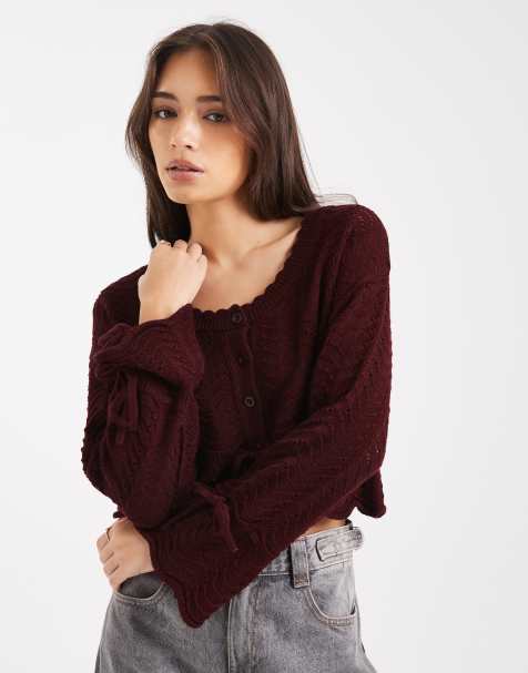 Miss Selfridge - Gilet noué à basque - Prune - view 1