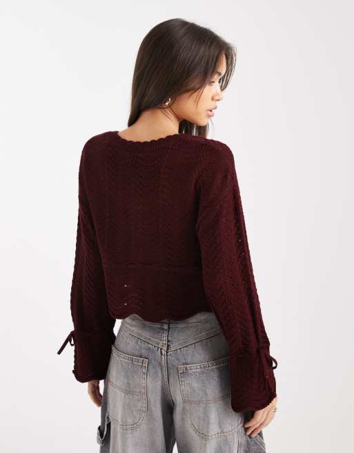 Miss Selfridge - Gilet noué à basque - Prune, 4 de 4