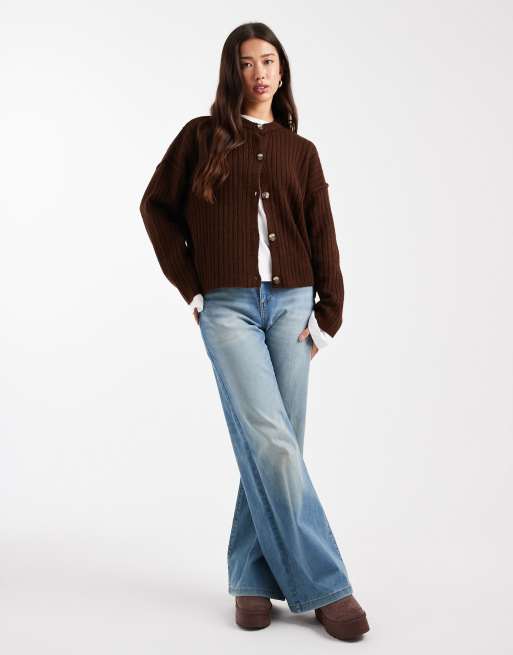 Miss Selfridge - Gilet oversize côtelé - Chocolat, 3 de 4
