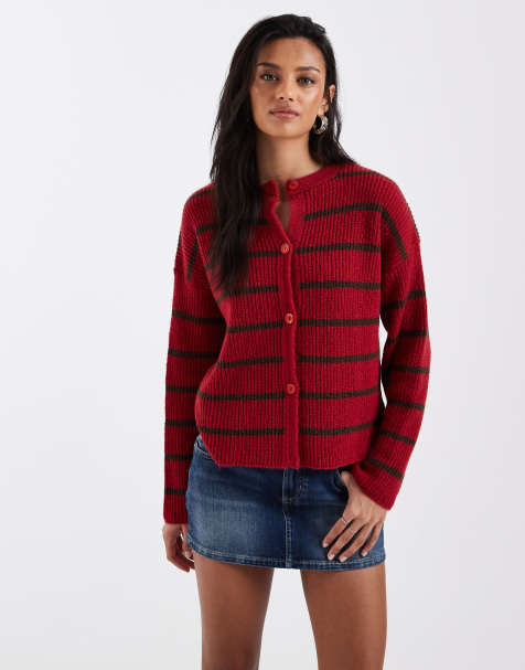 Miss Selfridge - Gilet rayé - Rouge/marron - view 1