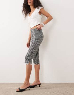 Miss Selfridge Gingham Capris In Multi