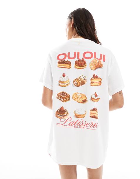 Miss Selfridge girl brunch oversized graphic tee in white - view 1