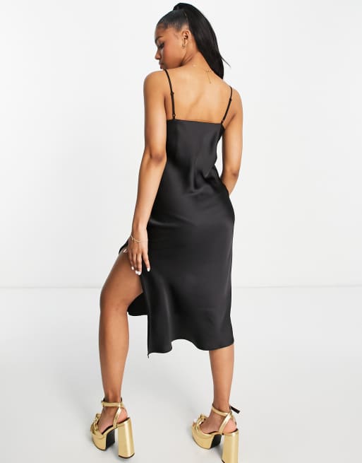 Miss Selfridge - Going out - Robe nuisette en satin - Noir, 4 de 4