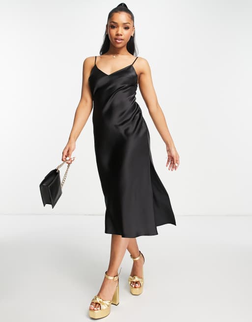 going out satin dress Sexy Satin Ruched High Split Open Back Maxi Dress*  Identity Boutique