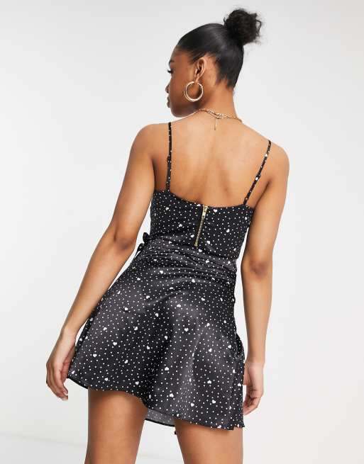 Miss Selfridge - Gonna avvolgente in raso a cuori in coordinato, 2 di 4