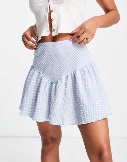 Miss Selfridge - Gonna con fondo asimmetrico blu a quadretti, 3 di 4