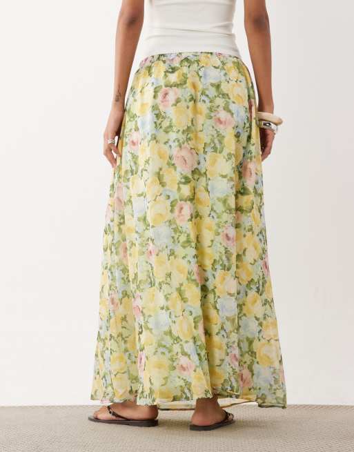 Miss Selfridge gonna in chiffon a ruota con stampa floreale, 5 di 5