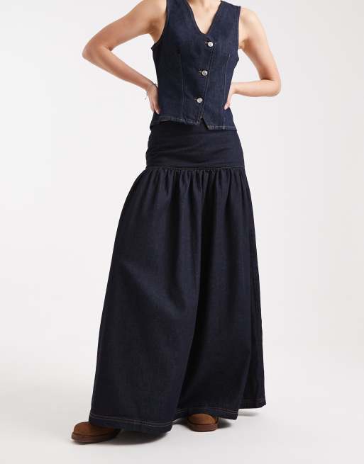 Miss Selfridge - Gonna lunga in denim indaco a vita scesa, 2 di 5