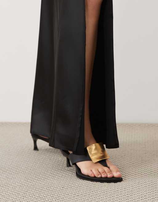 Miss Selfridge - Gonna lunga in raso nera in coordinato, 4 di 5