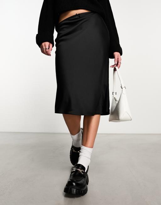 Miss Selfridge - Gonna midi con taglio sbieco nera 