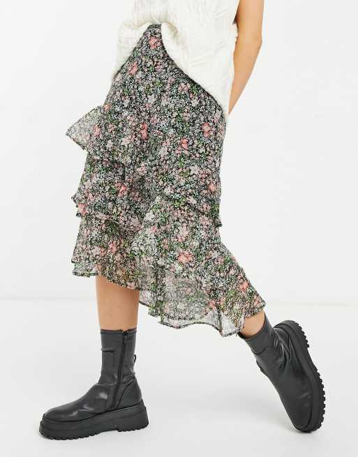 Miss Selfridge - Gonna midi nera in chiffon