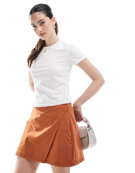 Miss Selfridge - Gonna pantalone corta avvolgente in bengalina color zenzero - view 1