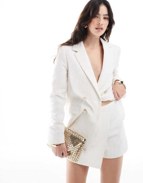 Miss Selfridge - Gonna pantalone in bouclé color avorio in coordinato - view 1