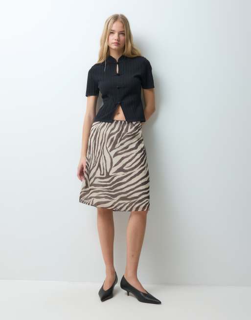Miss Selfridge gonna sottoveste midi anni '90 in chiffon a zebra, 2 di 5