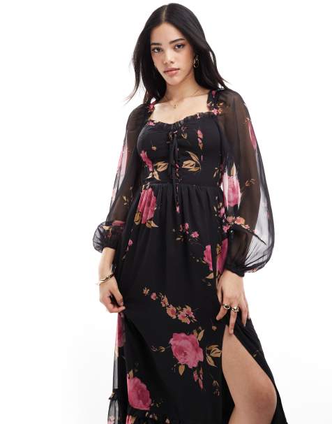 Miss Selfridge – Gorsetowa sukienka maxi w róże - view 1