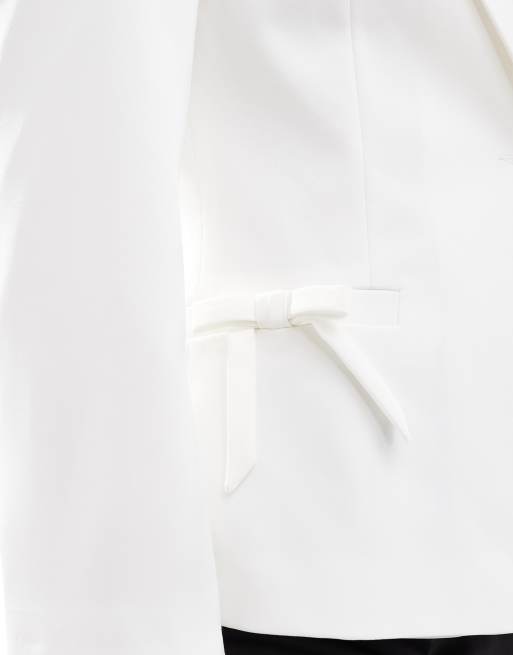 Miss Selfridge – Gräddvit kavaj med spets och rosettdetalj, 2 av 4